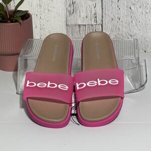 Bebe  Womens Fuchsia Sandals Size 7 NWT Translucent Strap Pool, Beach , Casual